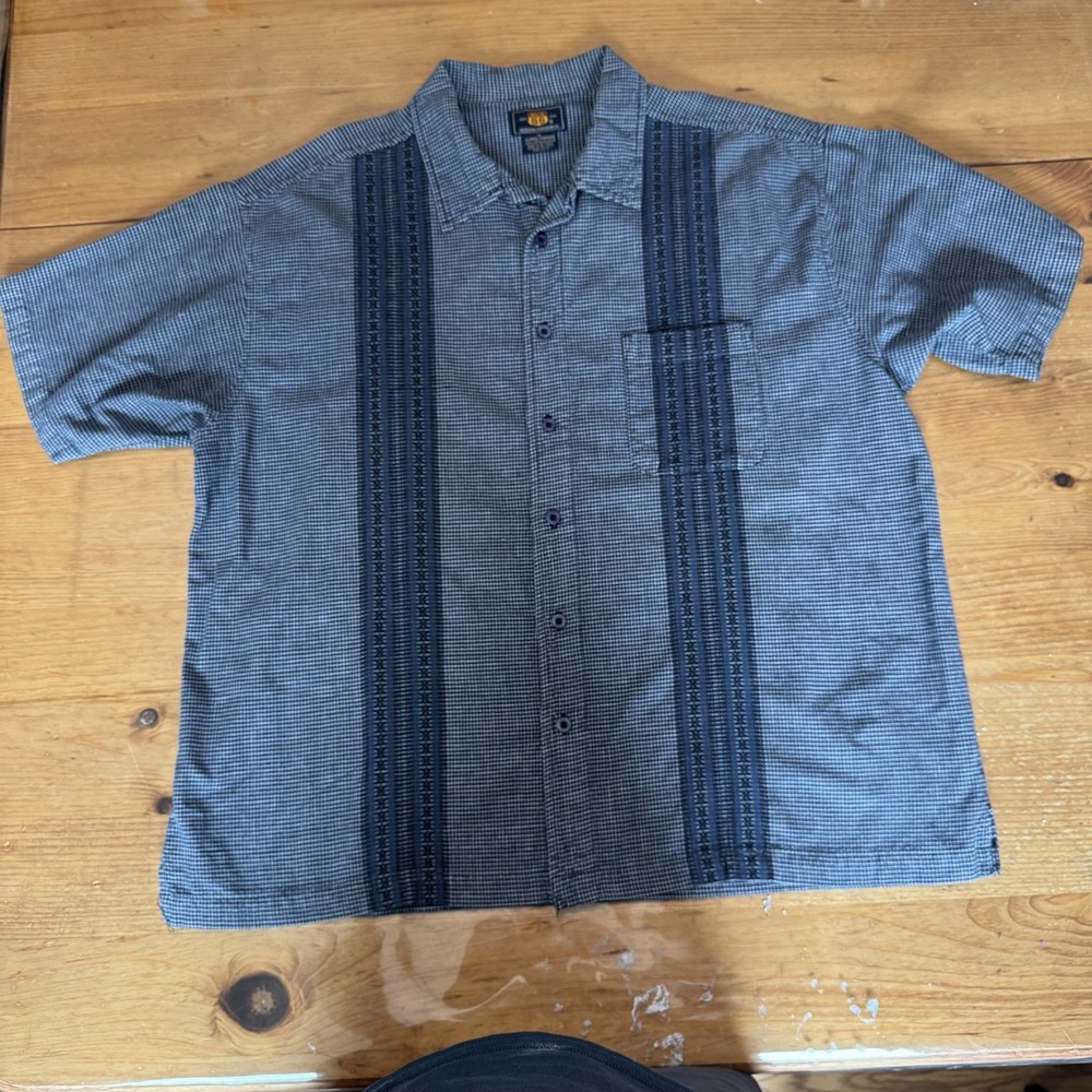 Vintage Route 66 Button Up Short Sleeve Shirt Men's XL Blue Black‎ White 1990's
